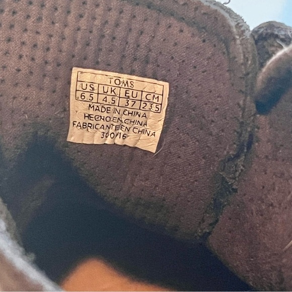 Toms Brown Chocolate Suede Wool Lunata Lace Up Heeled Ankle Booties Size 6.5 - Picture 6 of 16